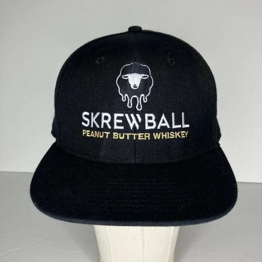 Skrewball Hat Adjustable Men's Black Peanut Butter Whiskey Logo